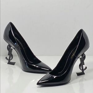 Saint Laurent Opyum Point-Toe Patent Leather Pumps size 36.5